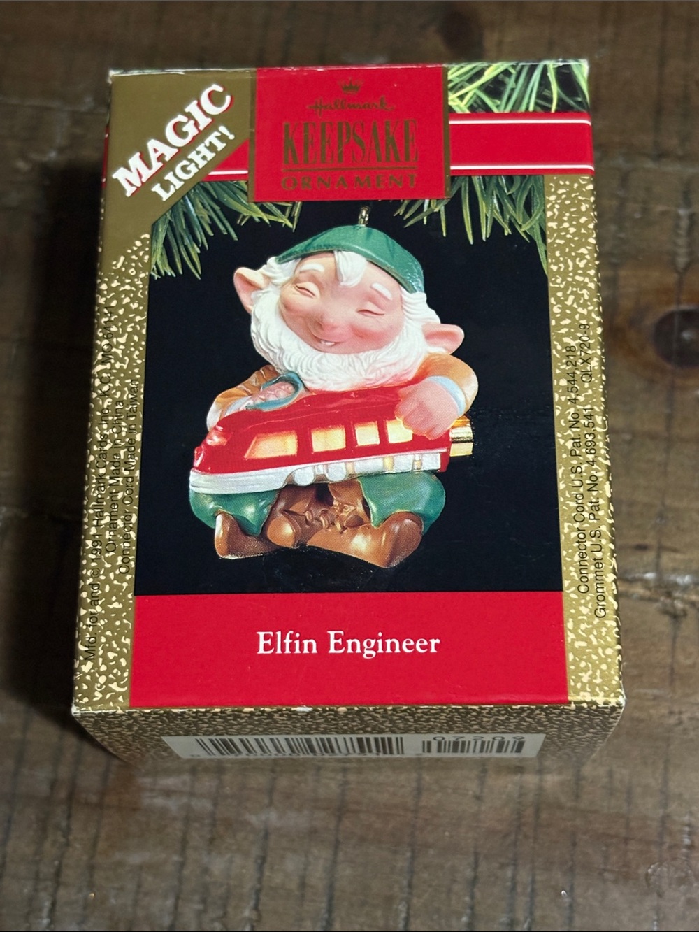 Vintage Hallmark Keepsake 1991 "Elfin Engineer" Ornament - Green and Red